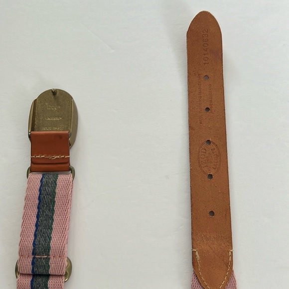 LACOSTE IZOD VTG SOLID BRASS LOGO BUCKLE ADJUSTABLE STRIPE WOOL BELT ENGLAND - Picture 2 of 4